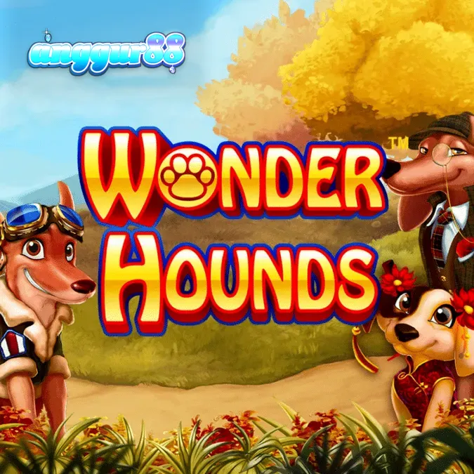 Tampilan visual permainan slot Wonder Hounds dengan tema anjing yang ceria